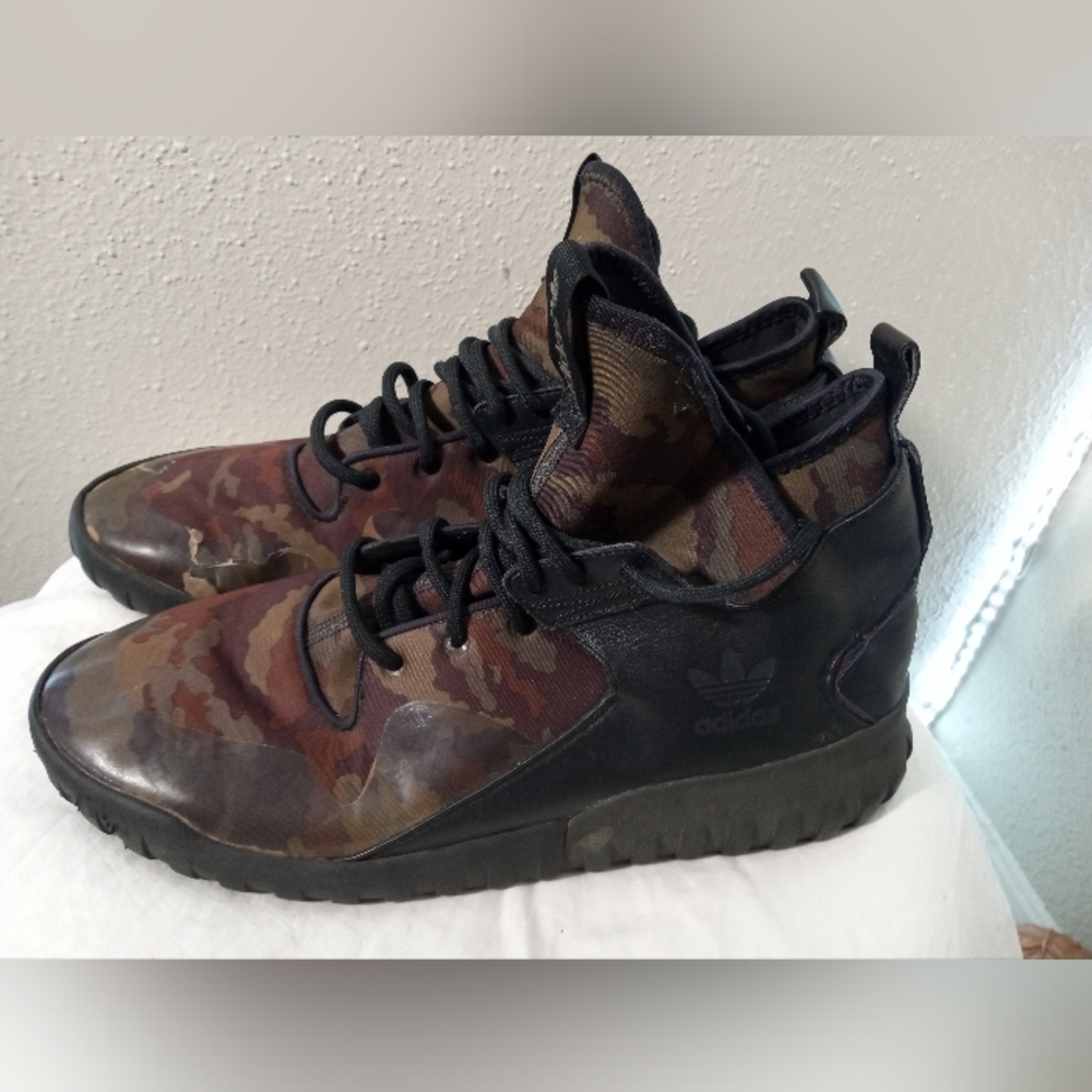 Men's Adidas Tubular Camo Lace Up Tennis Shoes sz 14